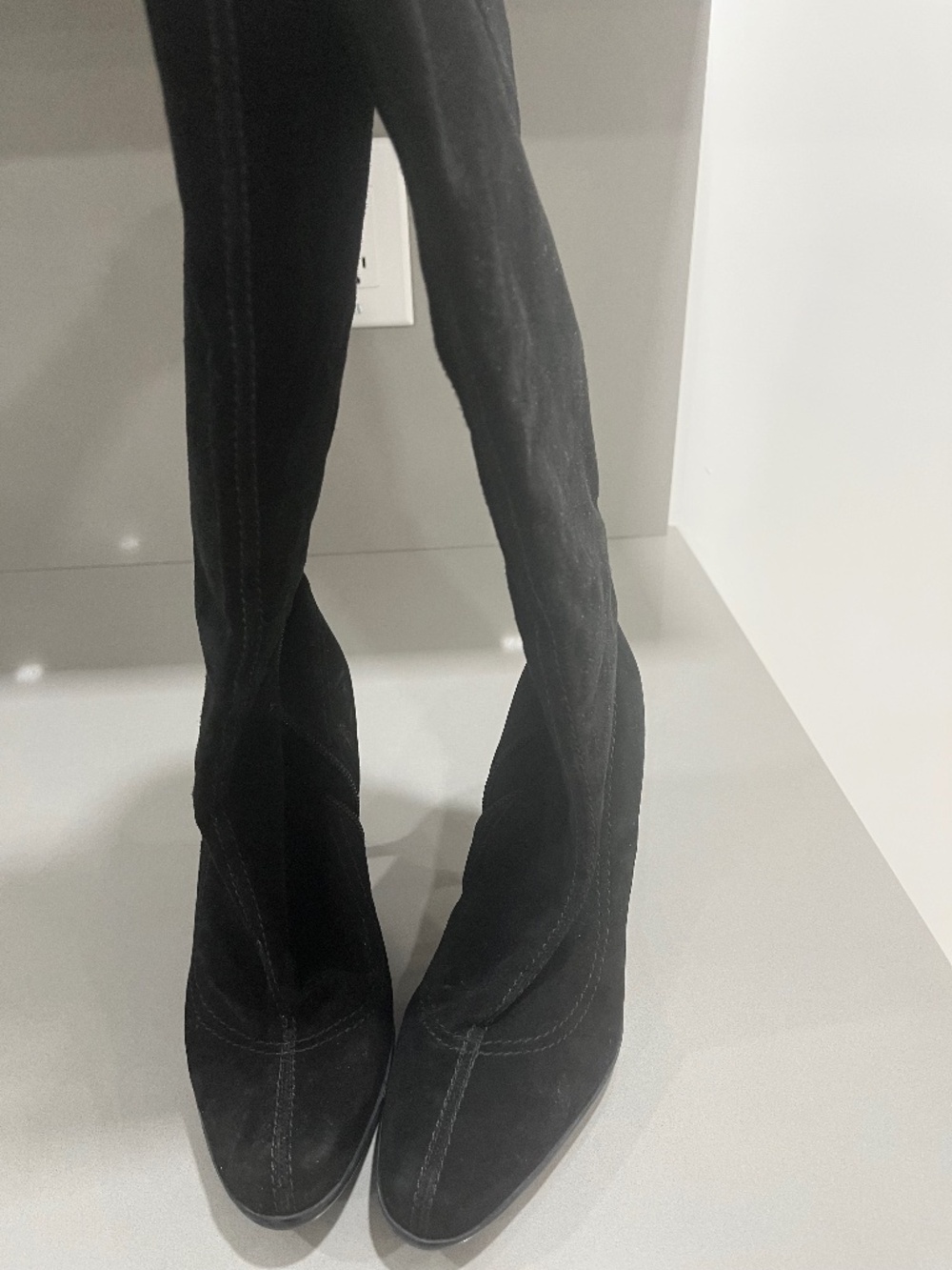 Gucci Tall Suede Black Boots with Heels. Size 7 1/2.